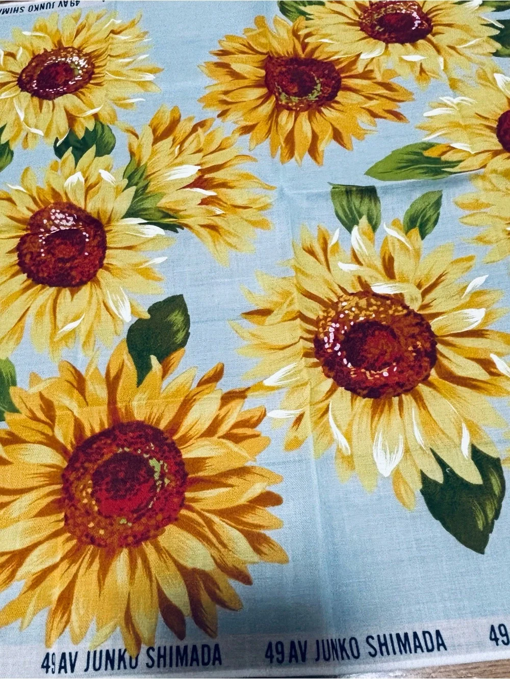 Junko Shimada Sunflower Print Blue Cotton Scarf/Handkerchief/Bandana  45cm 18”